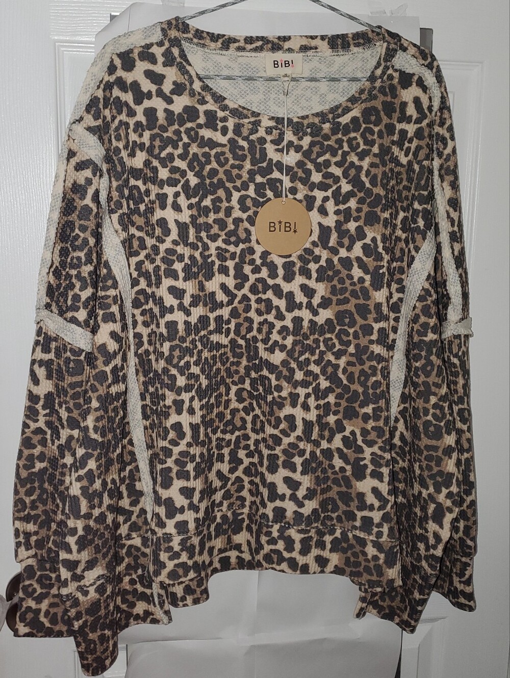 BiBi Leopard Print Long Sleeve Top - Brown & Black